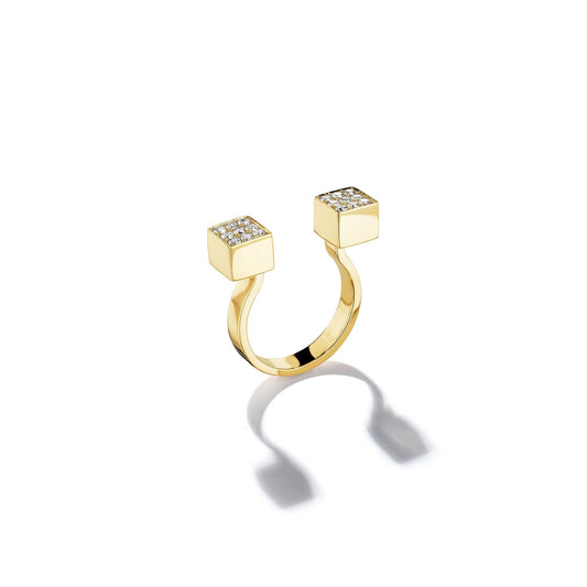 Mimi So Piece In-Between Square Diamond Ring_18k Yellow Gold