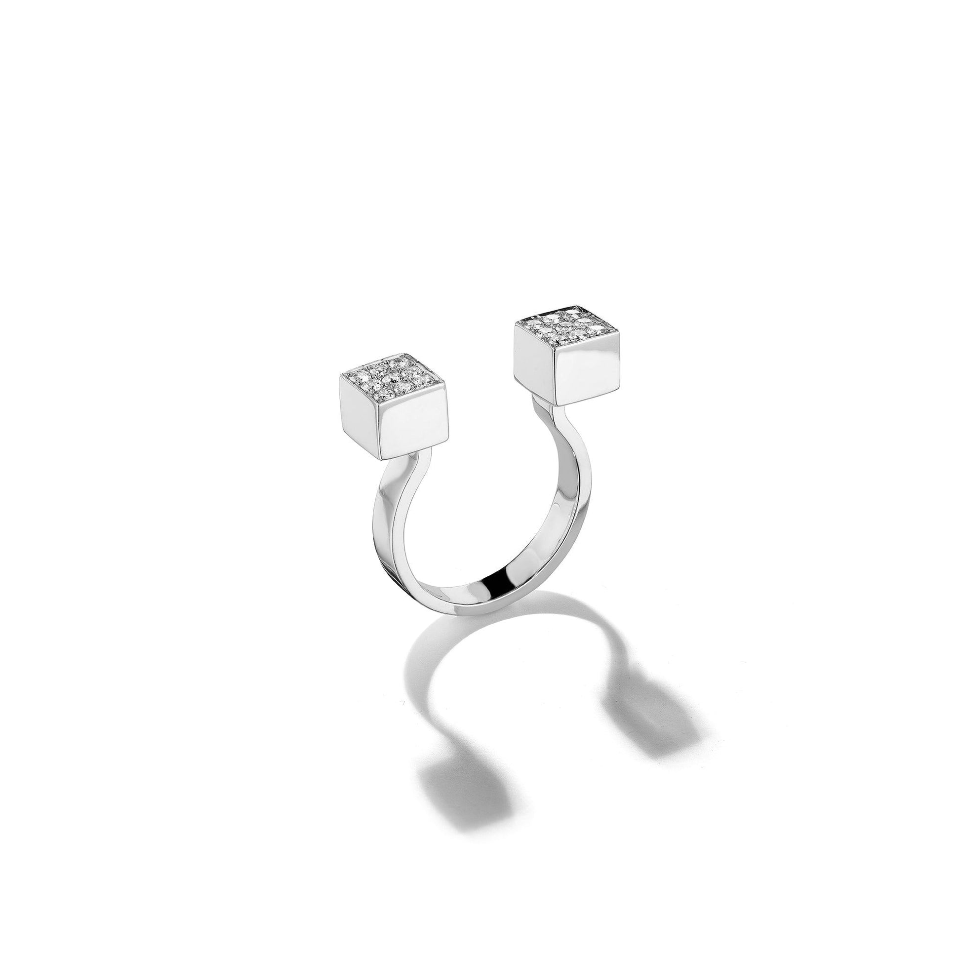 Mimi So Piece In-Between Square Diamond Ring_18k White Gold