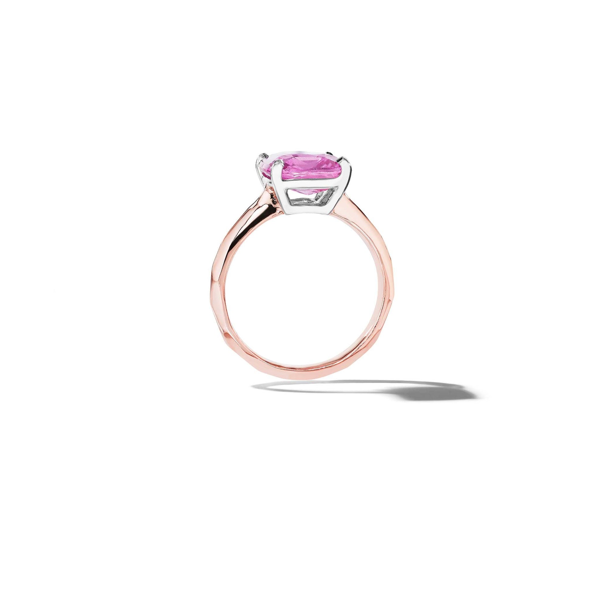Bridal Pink Sapphire Faceted Engagement Ring 18k Plat/Rose Gold/Platinum