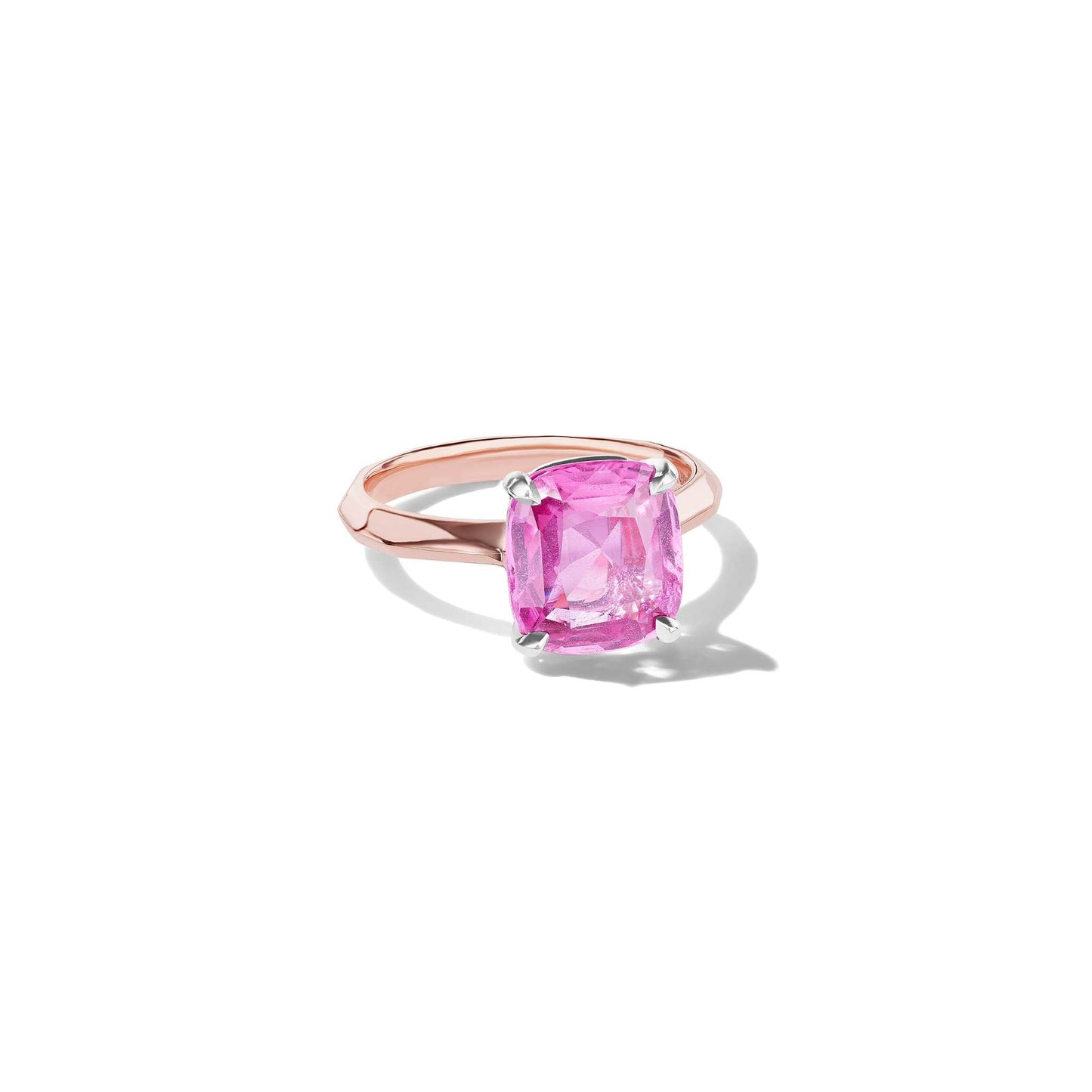 Bridal Pink Sapphire Faceted Engagement Ring_18k Plat/Rose Gold/Platinum