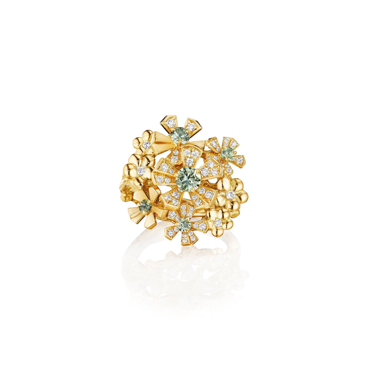 Mimi So Wonderland Orchid Cluster Green Sapphire Ring