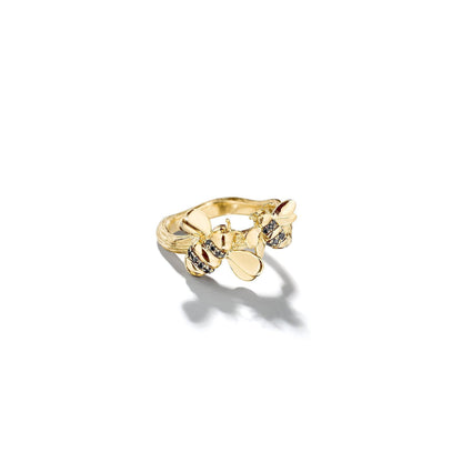 Wonderland Double Bumble Bee Ring_18k Yellow/Black Gold