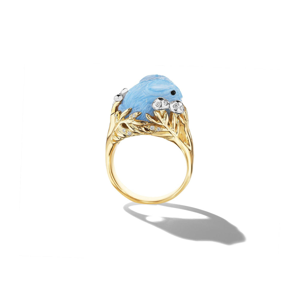 Wonderland Blue Opal Bunny Ring