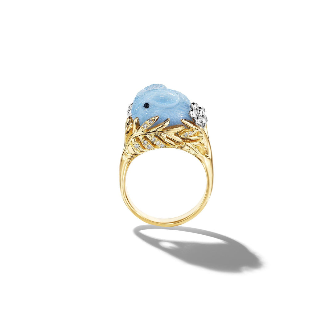 Wonderland Blue Opal Bunny Ring_18k Yellow/White Gold