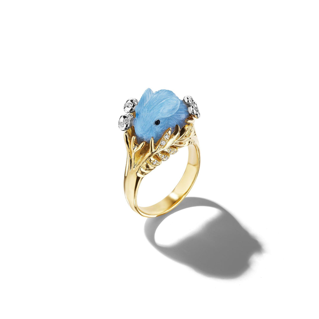 Wonderland Blue Opal Bunny Ring