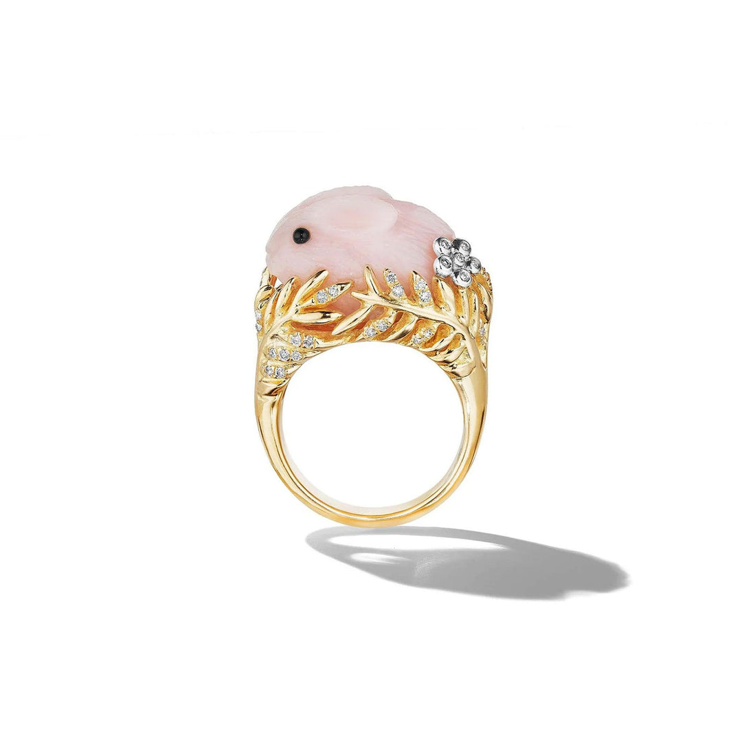 Mimi So Wonderland Pink Opal Bunny Ring_18k Yellow/White Gold