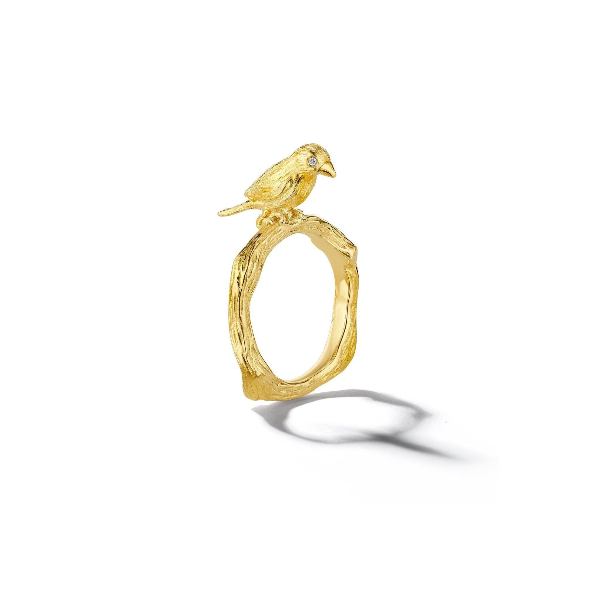 Wonderland Lovebird Twig Ring_18k Yellow Gold