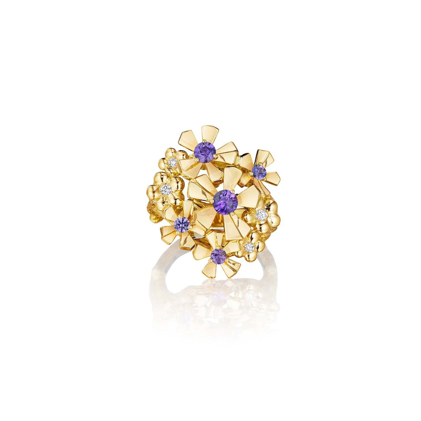 Wonderland Orchid Cluster Purple Sapphire Ring