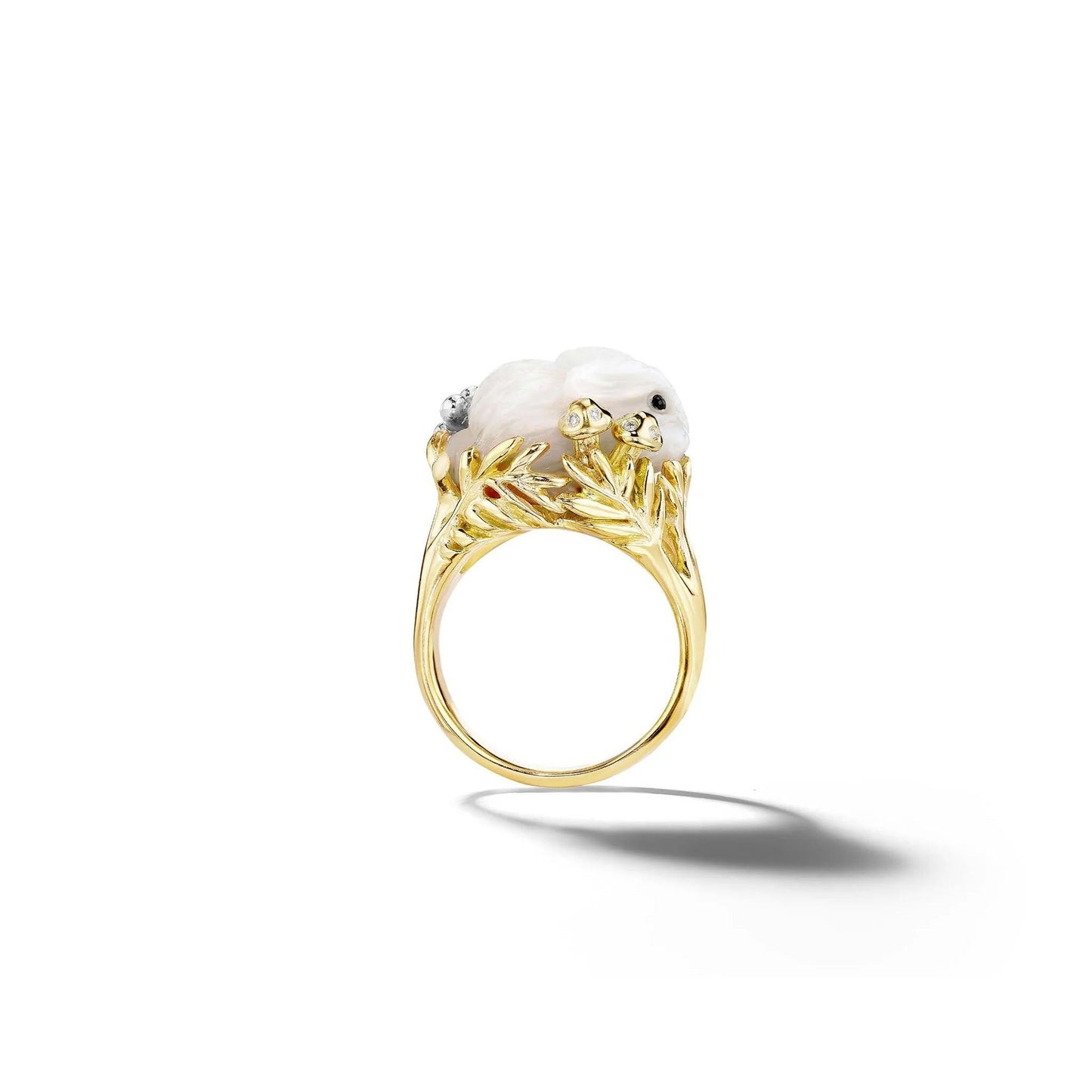 Mimi So Wonderland Linen Opal Bunny Ring 18k Yellow/White Gold