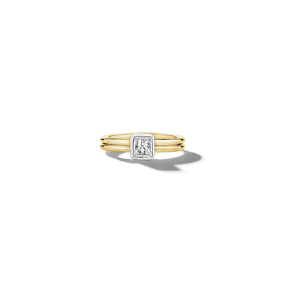 Mimi So Princess-Cut-Bezel-Set-Diamond-Ring_18k Yellow/White Gold