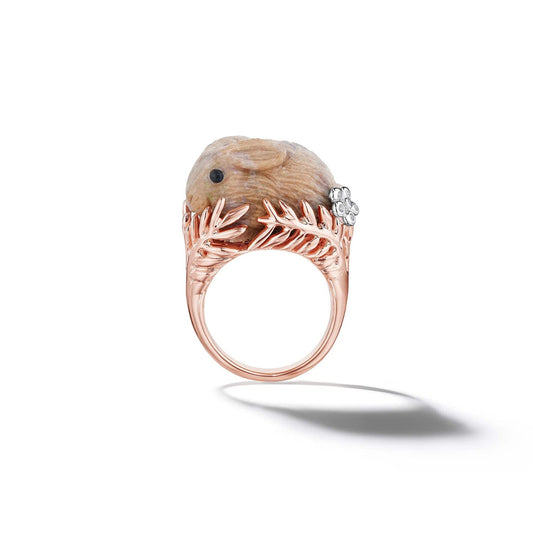 Mimi So Wonderland Andamooka Opal Bunny Ring_18k White/Rose Gold