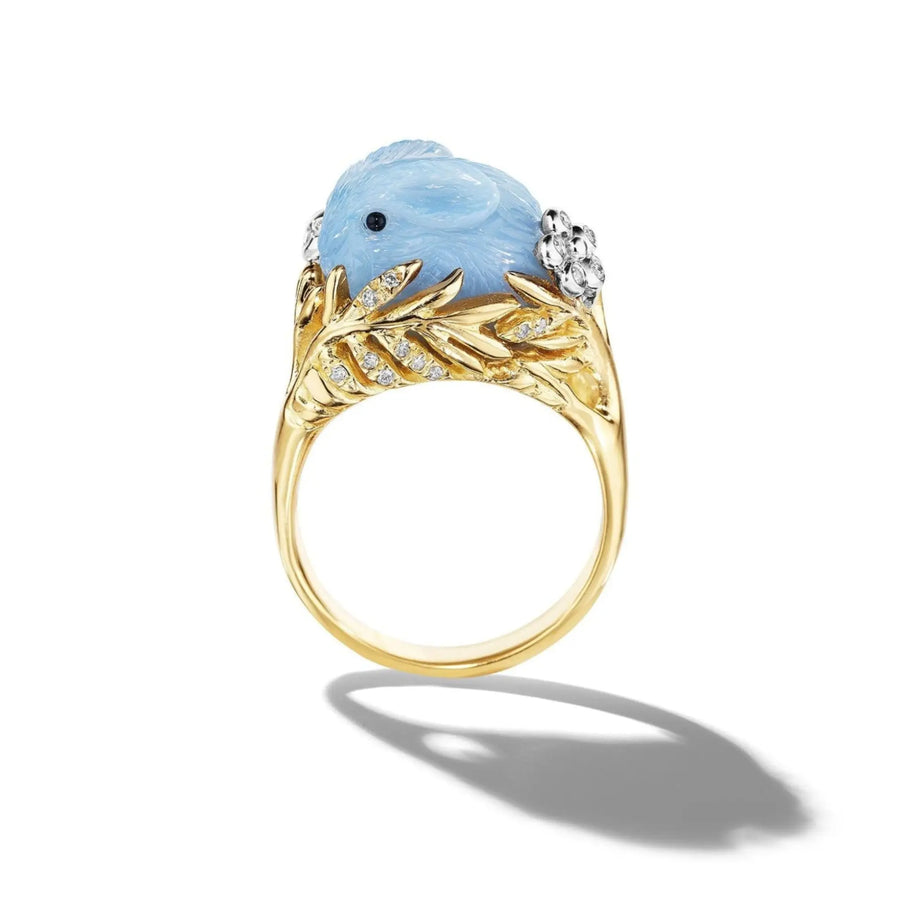 Wonderland Blue Opal Bunny Ring_18k Yellow/White Gold