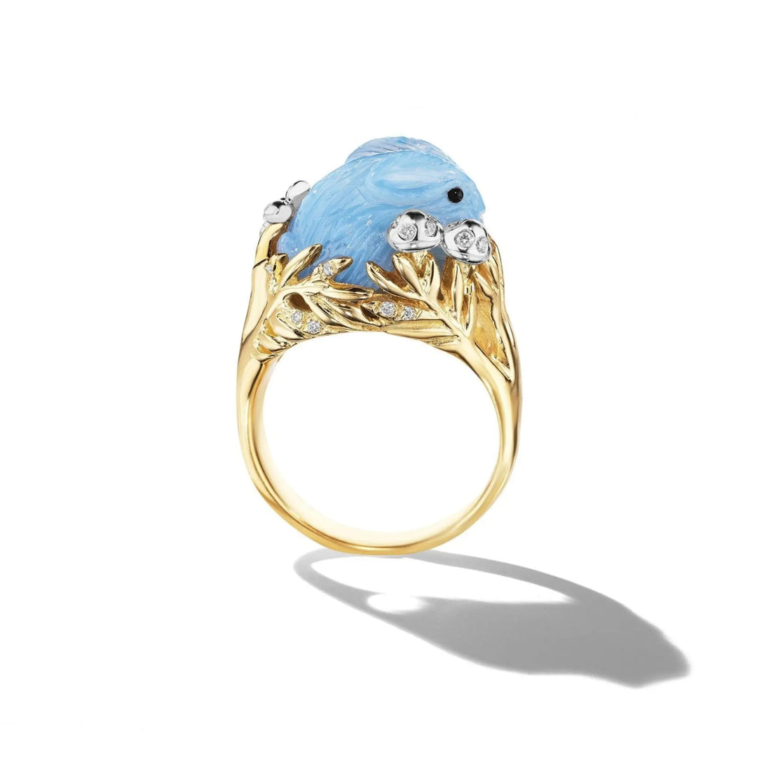 Wonderland Blue Opal Bunny Ring