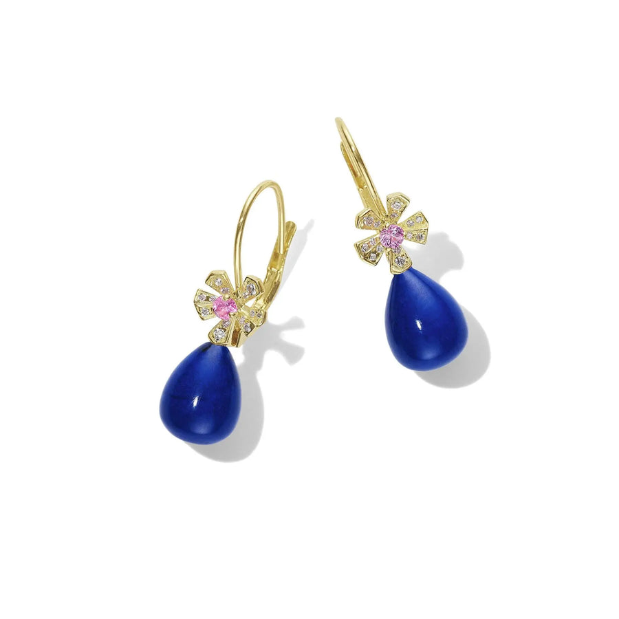 Wonderland Teardrop Blue Lapis & Diamond Earrings – Small_18k Yellow Gold