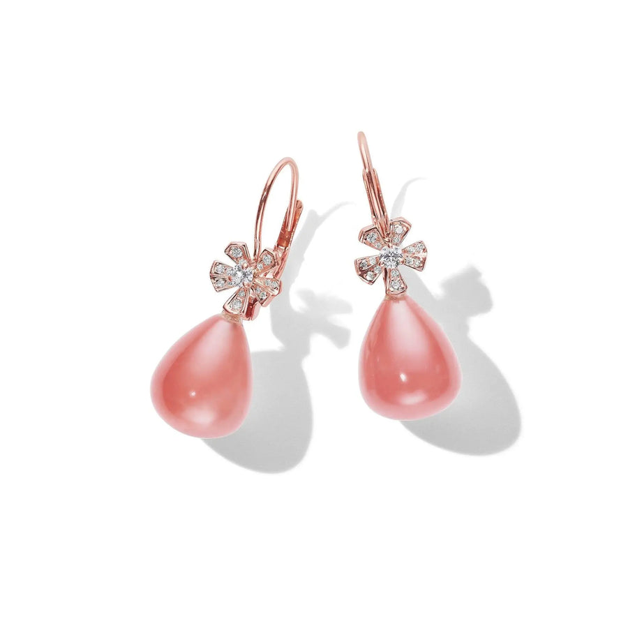 Mimi So Wonderland Teardrop Rhodocrosite & Diamond Earrings_18k Rose Gold