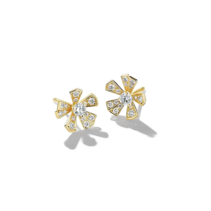 Mimi So Wonderland Orchid Diamond Stud Earrings_18k Yellow Gold