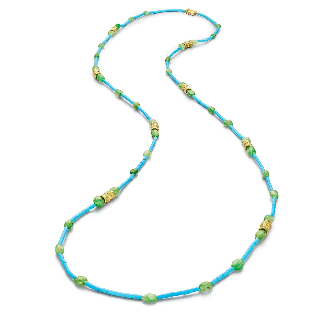 Mimi So Wonderland Turquoise & Mint Tsavorite Necklace_18k Yellow Gold