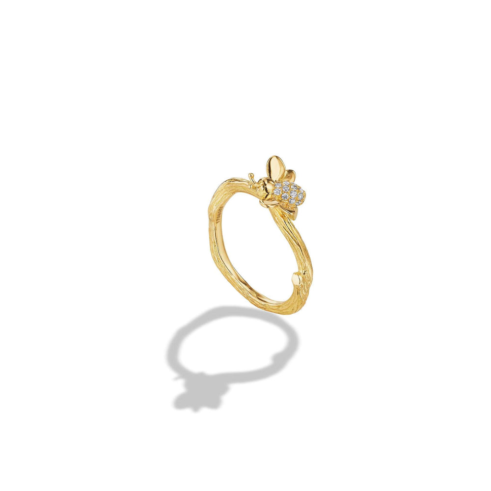 Wonderland Diamond Bumble Bee Ring in 18k Yellow Gold